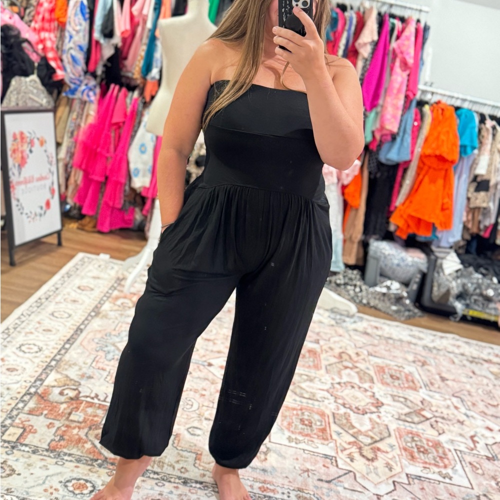 Black Strapless Jumpsuit
